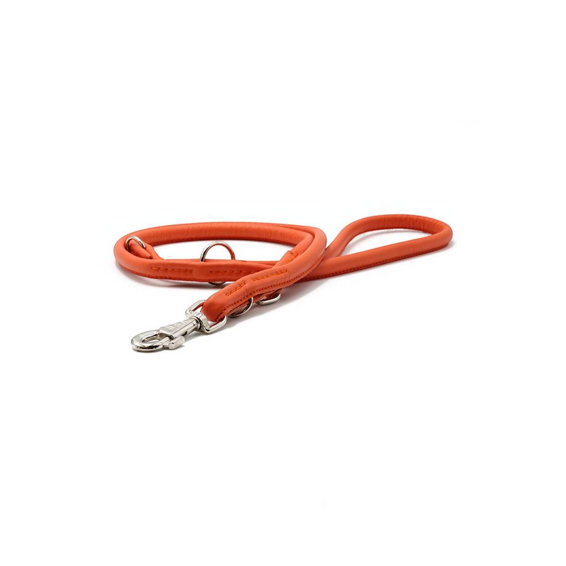 havaneser.shop Lederleine Colorful in Orange aus weichem, rundgenähtem Nappaleder mit silbernem Karabinerhaken