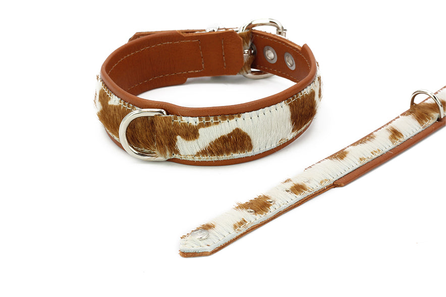 Lederhalsband Kuhfell