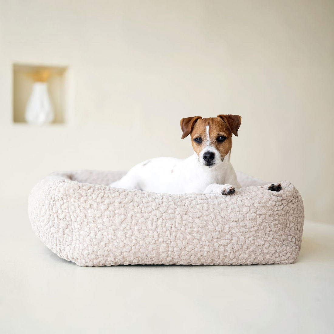 havaneser.shop Hundebett Bellagio in Beige mit orthopädischer Matratze und weicher, strukturierter Oberfläche