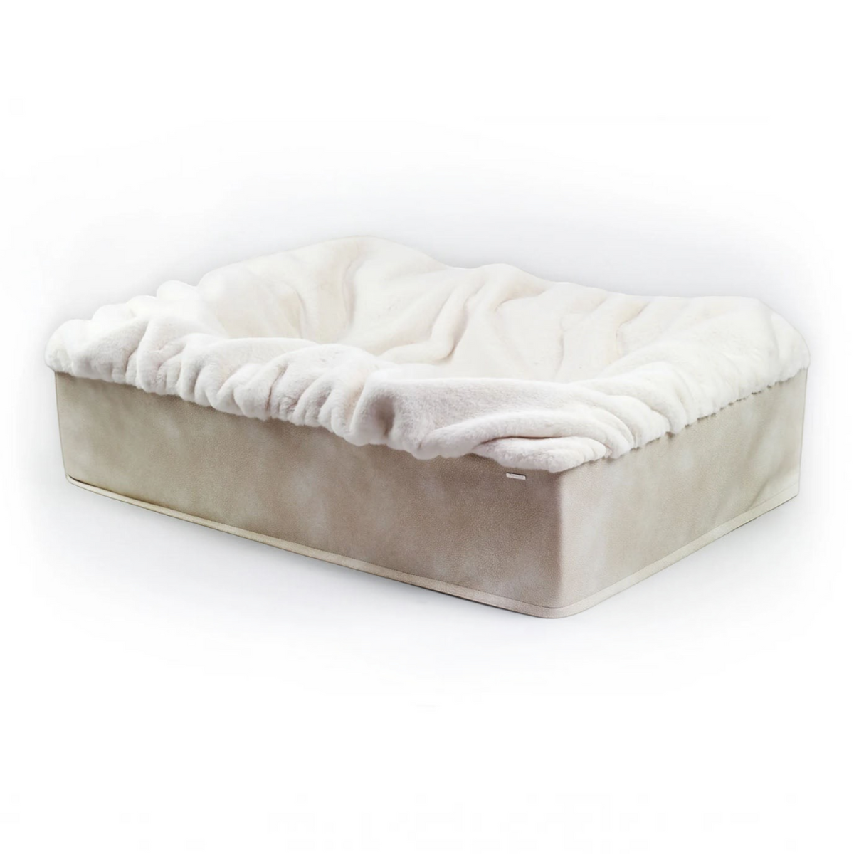 havaneser.shop Buddelbox Hundebett mit weichem, cremefarbenem Webpelz und beiger, stützender Geltex-Basis