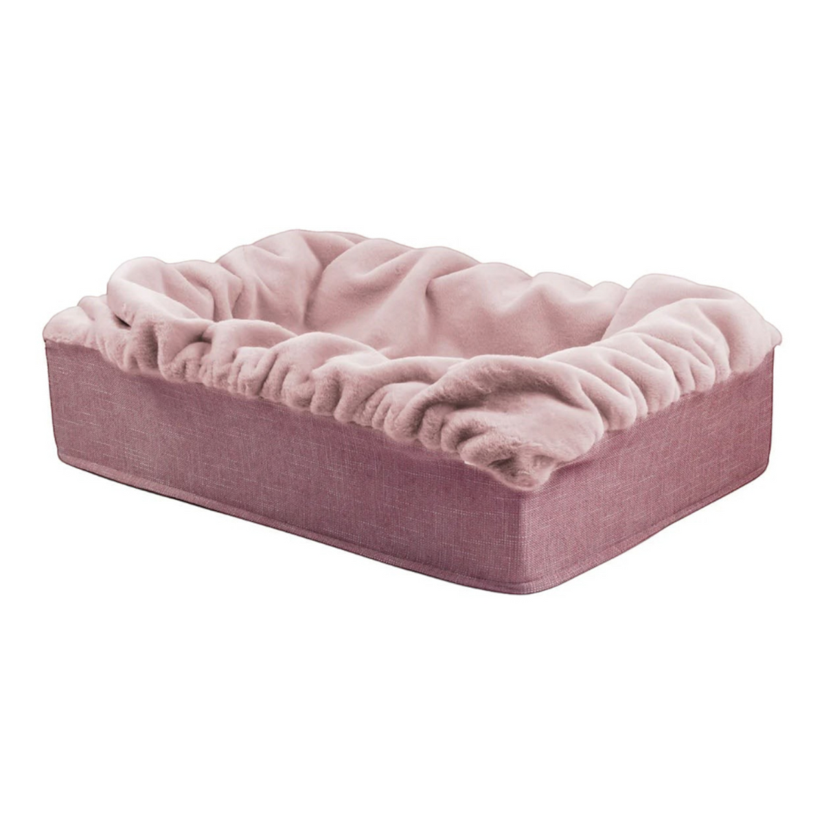 havaneser.shop Buddelbox Hundebett in Altrosa mit weichem Webpelz und flexibler Liegefläche für kleine Hunde