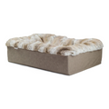 havaneser.shop Hundebett Buddelbox Luchs mit weichem Webpelz in Beige und brauner, wasserfester Unterseite