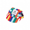 havaneser.shop Base Cappy mit buntem Streifenmuster, Ohrlöchern und verstellbarem Kinnband für Hunde