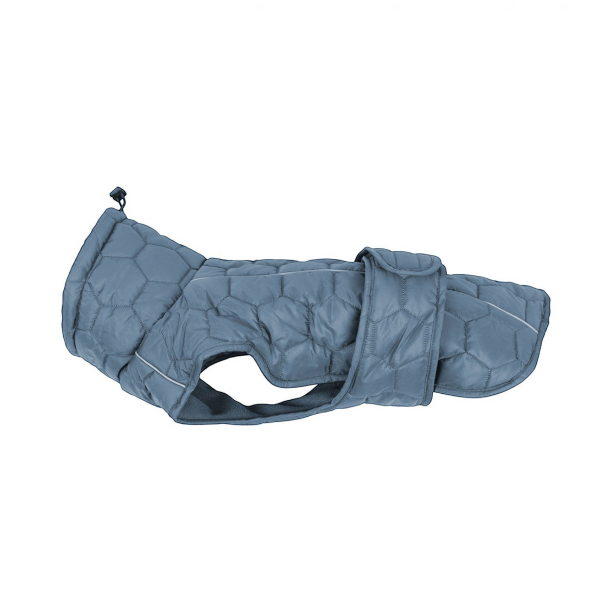 havaneser.shop CozyWalk Hundejacke in Grau mit gestepptem Muster, wasserabweisend und mit reflektierendem Streifen.