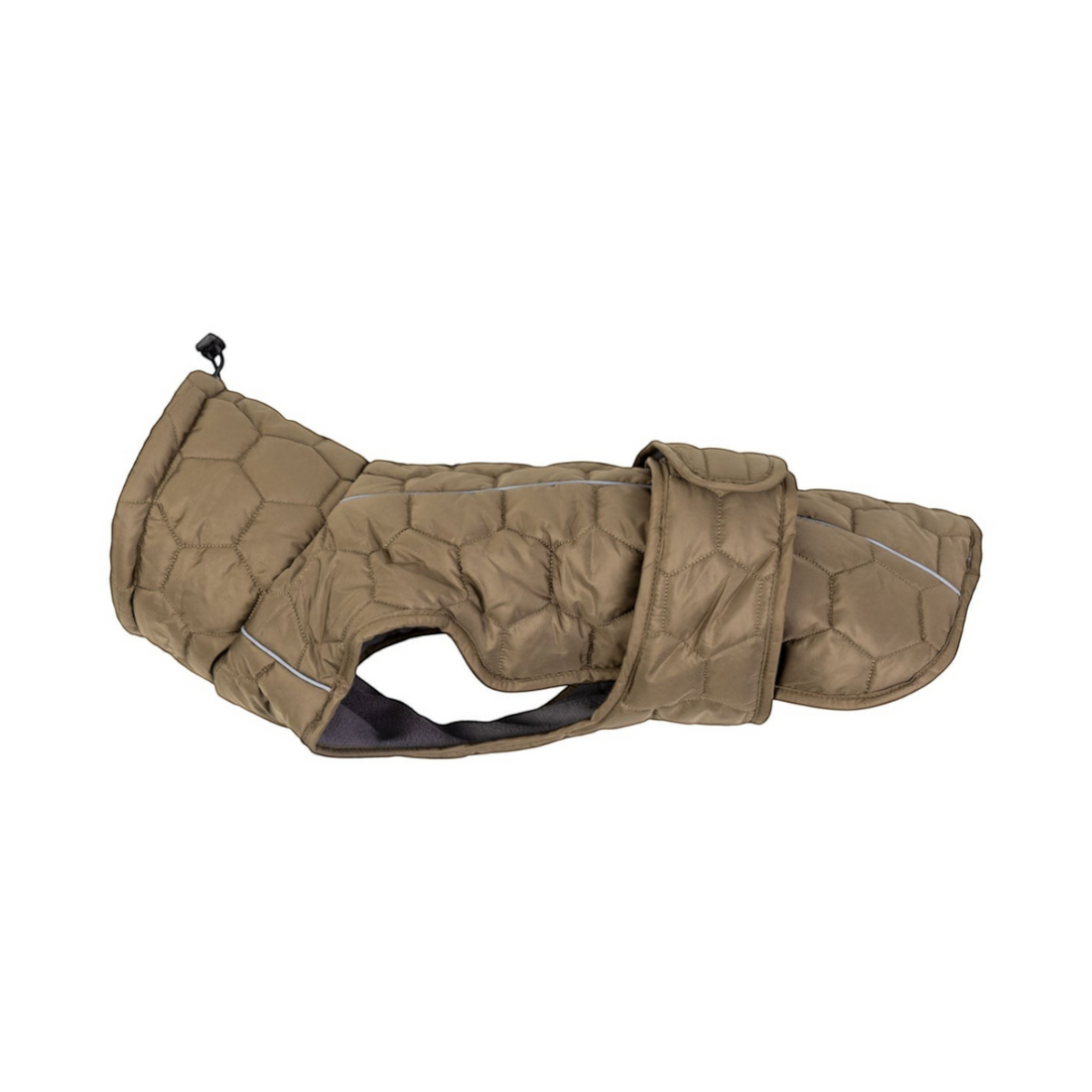 havaneser.shop CozyWalk Hundejacke in Oliv mit Steppmuster, wasserabweisendem Material und reflektierendem Streifen