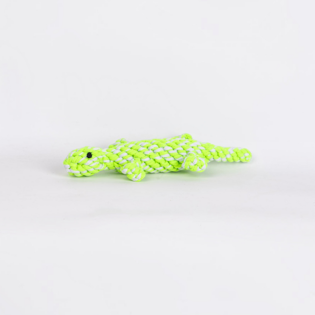 havaneser.shop Seilspielzeug Gecko in Neongrün und Weiß aus robustem Baumwollseil für kleine Hunde