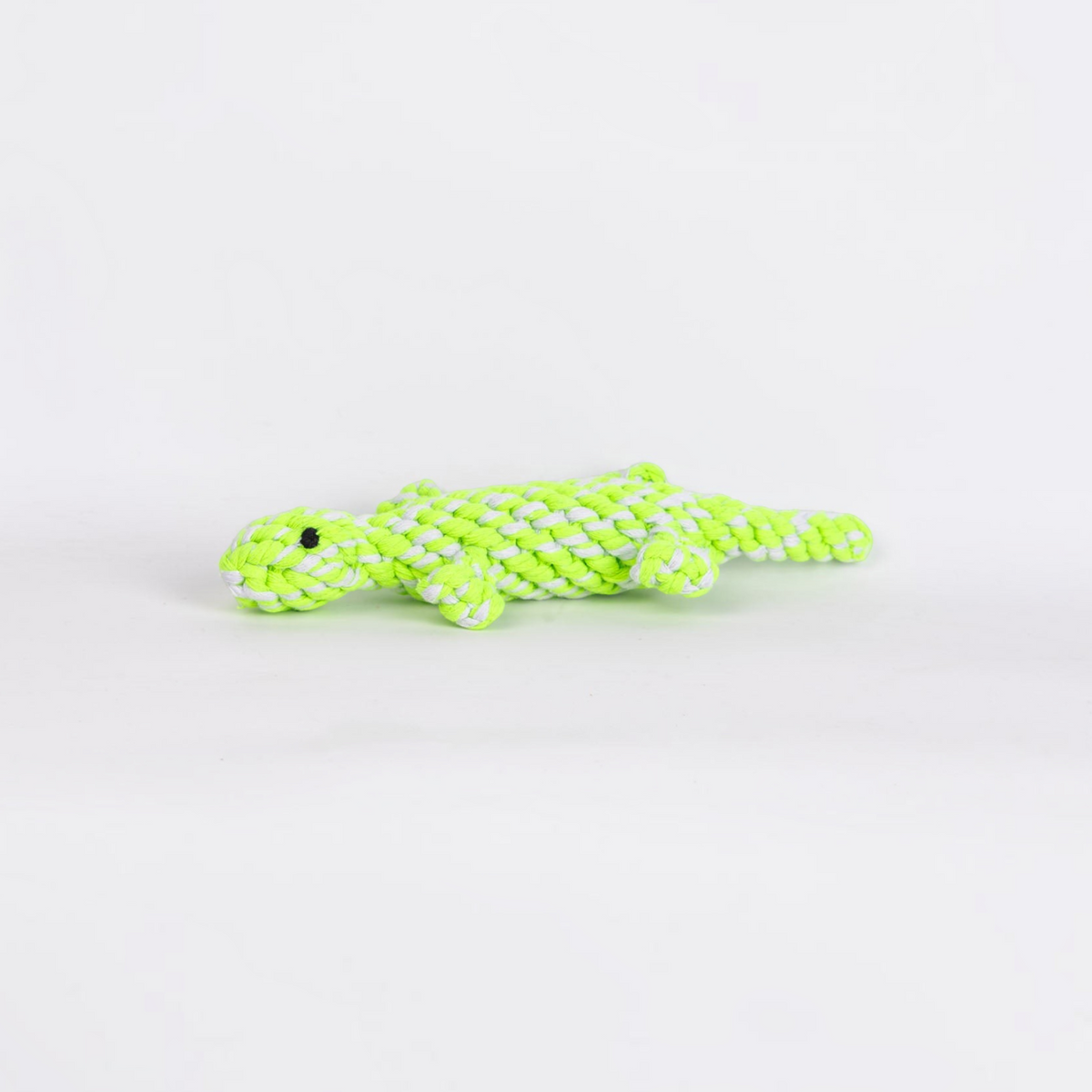 havaneser.shop Seilspielzeug Gecko in Neongrün und Weiß aus robustem Baumwollseil für kleine Hunde