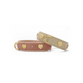 havaneser.shop Lederhalsband Golden Herz in Rosa und Elfenbein mit goldenen Herz-Details und Nieten aus Nappaleder
