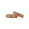 havaneser.shop Lederhalsband Golden Herz in Rosa mit goldenen Herz-Details und Ziernieten aus weichem Rindsleder