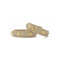 havaneser.shop Lederhalsband Golden Herz in Elfenbein mit goldenen Herz-Applikationen und Ziernieten aus Rindsleder