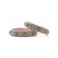 havaneser.shop Lederhalsband Herz in Beige und Rosa mit Herzmotiven, Kristallen und Edelweiß-Applikationen