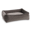 havaneser.shop Hundebett Oxford in Grau mit elegantem Steppstoff und Keder für kleine Hunde