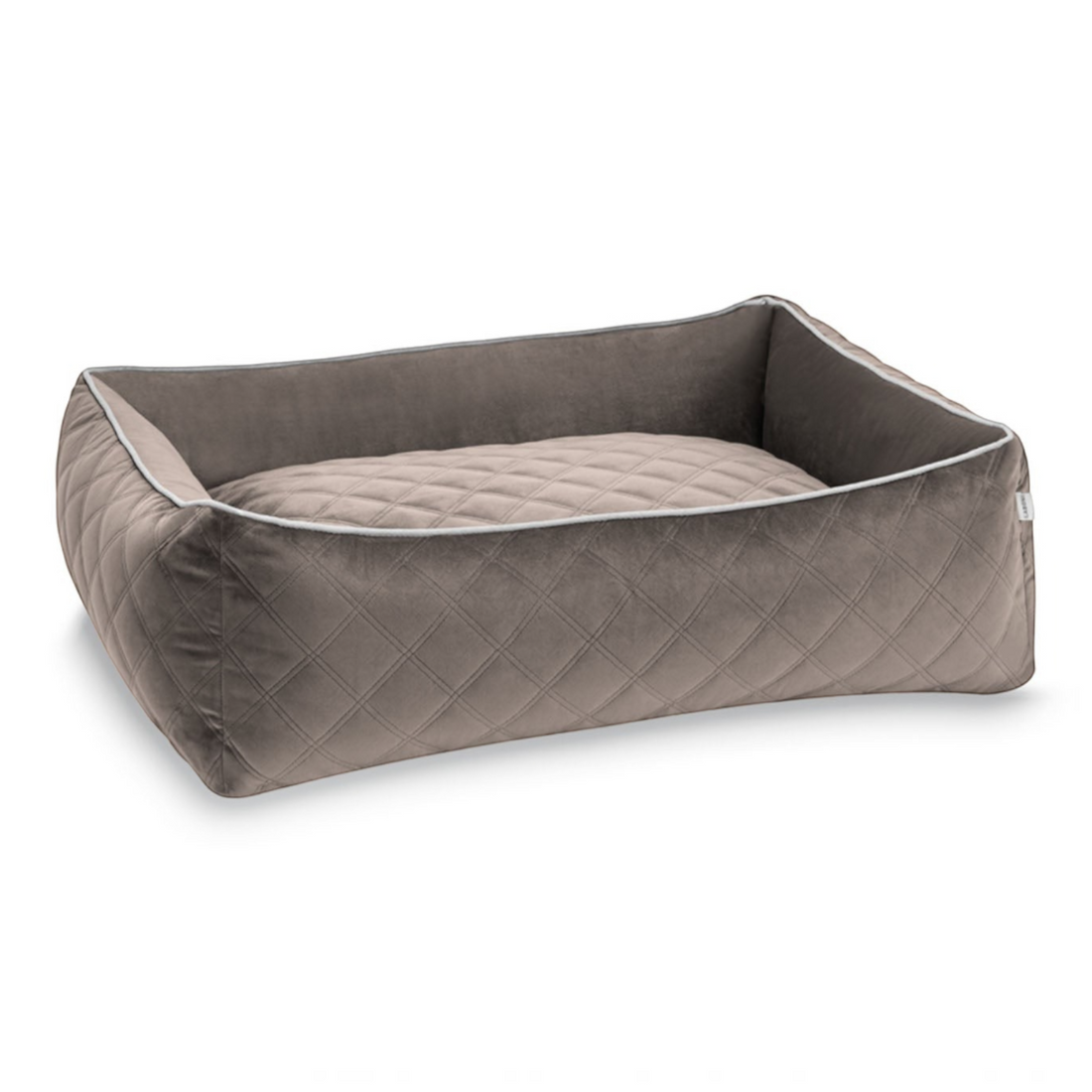 havaneser.shop Hundebett Oxford in Taupe mit gestepptem Stoff, elegantem Keder und formstabiler ECO COMFORT Füllung