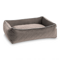 havaneser.shop Hundebett Oxford in Taupe mit gestepptem Stoff, elegantem Keder und formstabiler ECO COMFORT Füllung