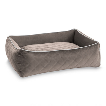 havaneser.shop Hundebett Oxford in Taupe mit gestepptem Stoff, elegantem Keder und formstabiler ECO COMFORT Füllung