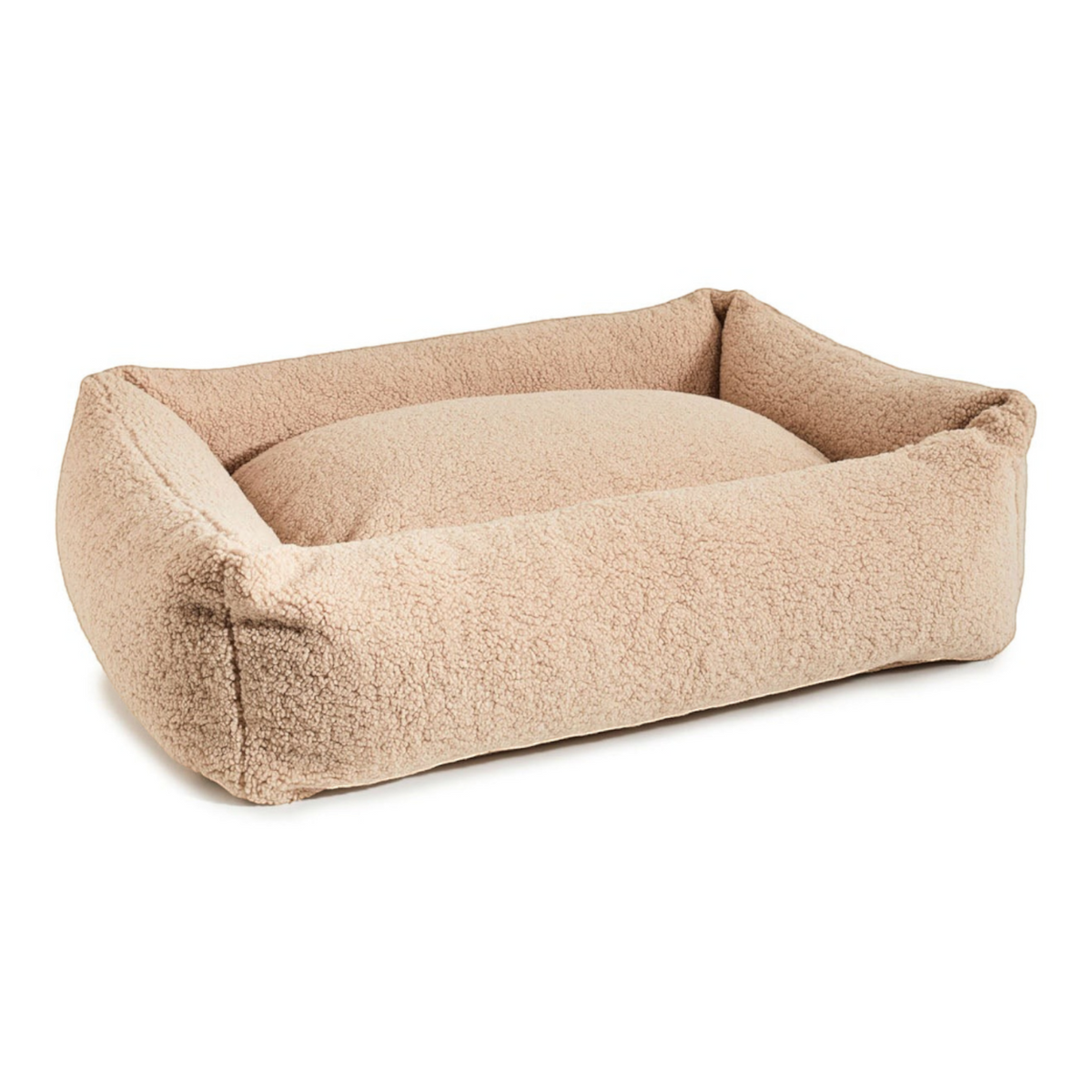havaneser.shop Hundebett Teddy aus beigem Bouclé-Stoff für kleine Hunde mit weicher Polsterung