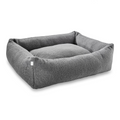 havaneser.shop Teddy Hundebett in Grau aus weichem Bouclé-Stoff mit gemütlicher Polsterung für kleine Hunde