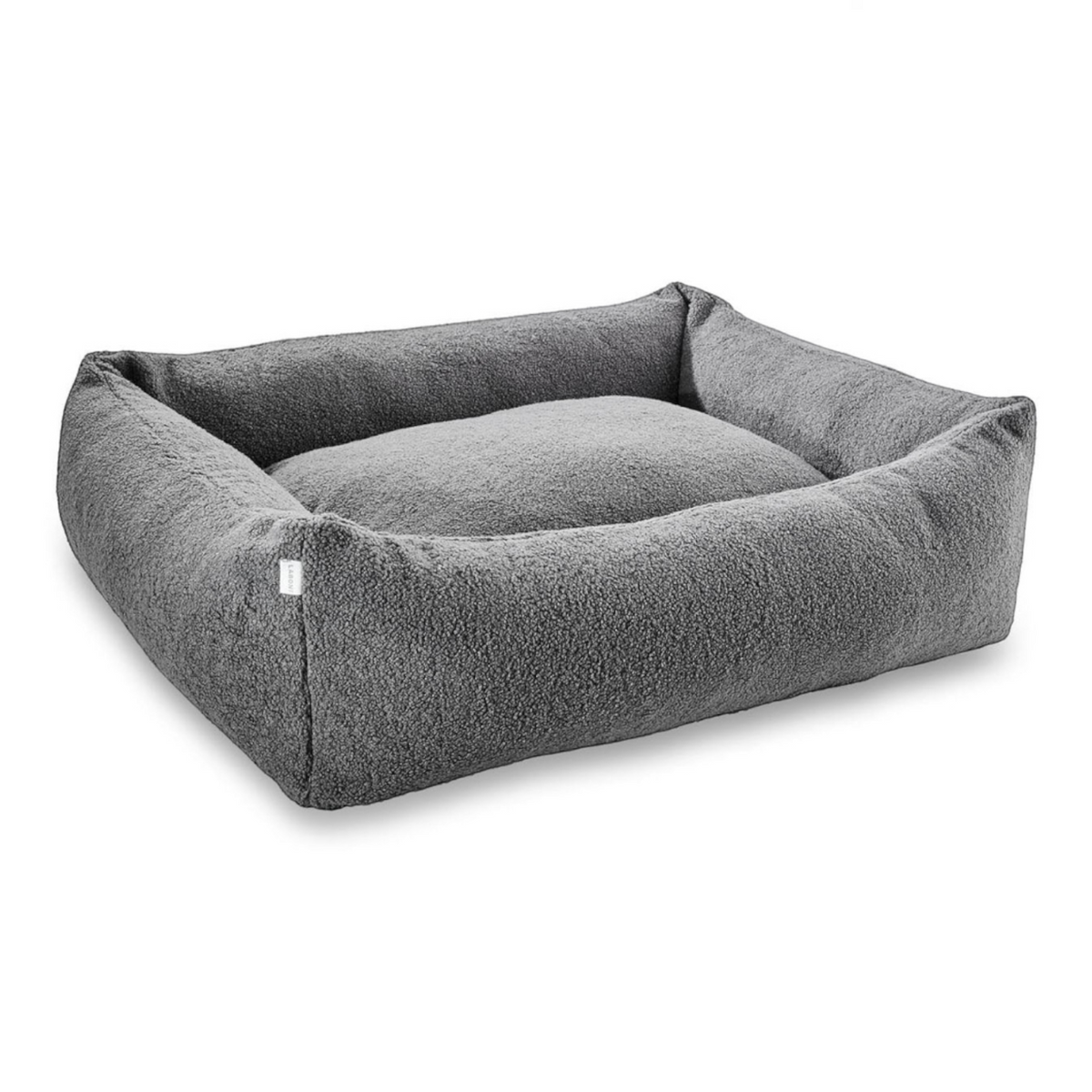 havaneser.shop Teddy Hundebett in Grau aus weichem Bouclé-Stoff mit gemütlicher Polsterung für kleine Hunde