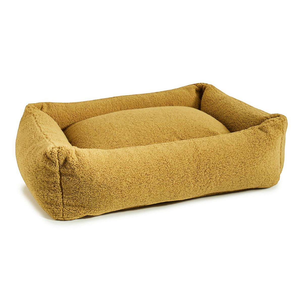 havaneser.shop Hundebett Teddy Bouclé in Senfgelb mit weichem, kuscheligem Bezug für kleine Hunde
