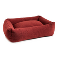 havaneser.shop Hundebett Teddy aus weichem, dunkelrotem Bouclé-Stoff für kleine Hunde