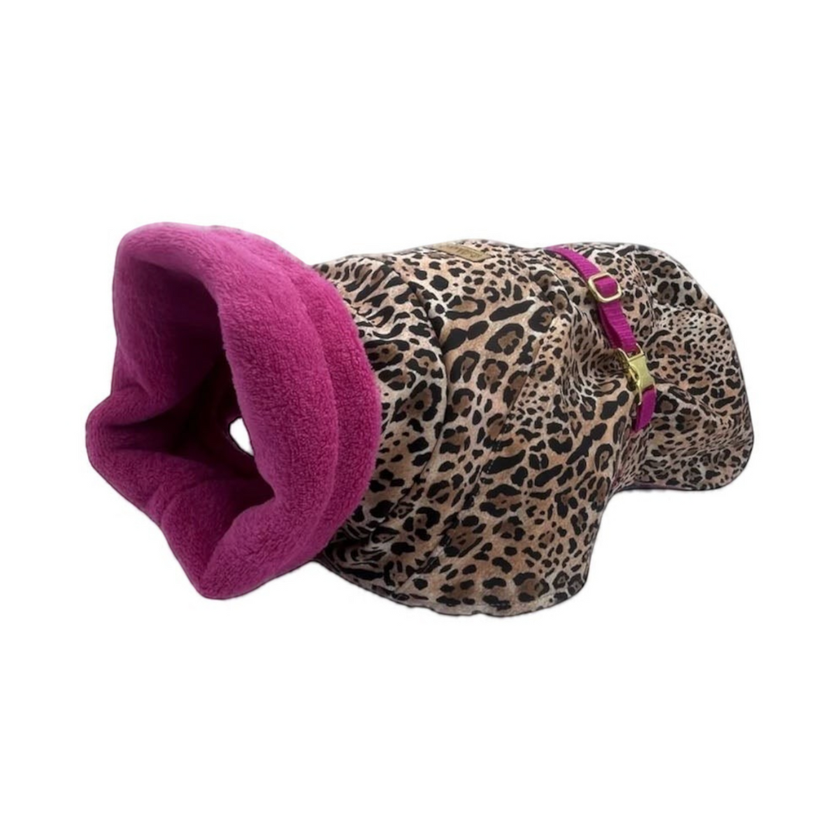 havaneser.shop Cozy Chic Hundemantel mit Leopardenmuster und pinkem Fleecefutter für warme Winterspaziergänge