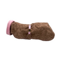 havaneser.shop Cozy Chic Hundemantel in Braun mit Leopardenmuster, rosa Innenfutter und verstellbarem Bauchgurt
