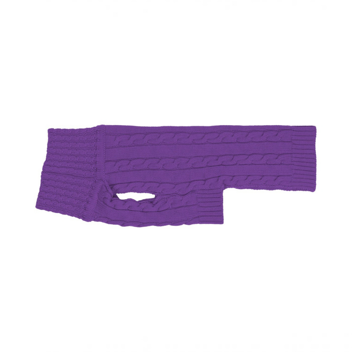 havaneser.shop Hundepullover aus violetter Merinowolle mit klassischem Zopfmuster und umschlagbarem Kragen
