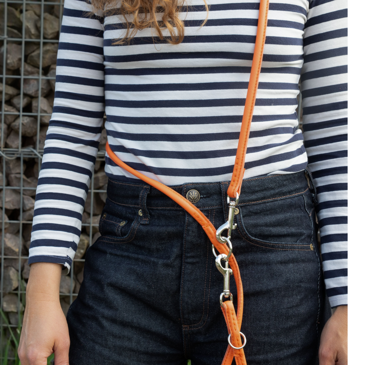 havaneser.shop Lederleine Colorful aus orangefarbenem Nappaleder, rundgenäht und 3-fach verstellbar für kleine Hunde