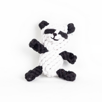 havaneser.shop Panda Seilspielzeug aus schwarz-weißem Baumwollseil für kleine Hunde mit gesticktem Gesicht