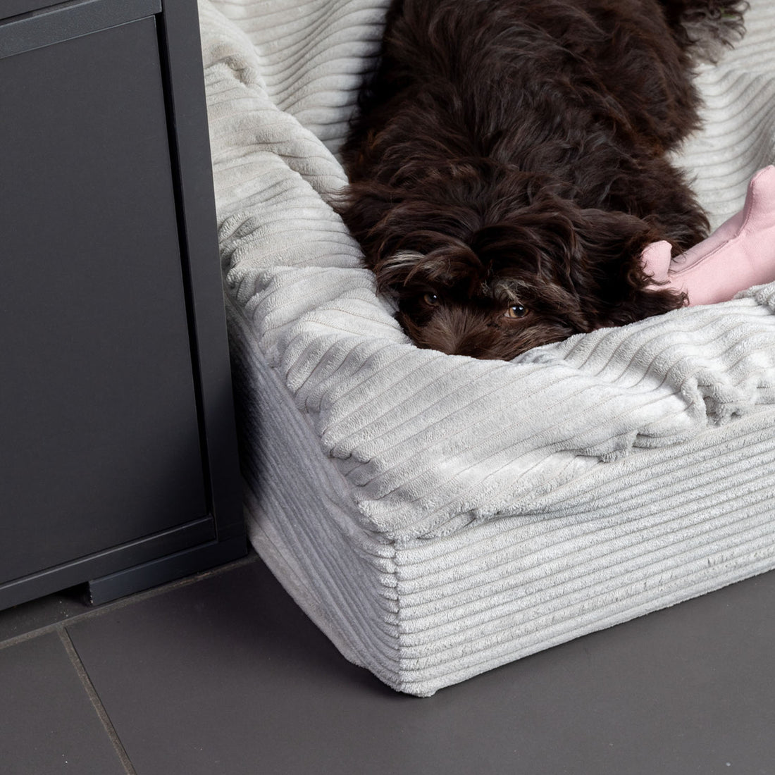 havaneser.shop Buddelbox Cord Hundebett in Beige mit weicher, strukturierter Oberfläche für nestbauende Hunde