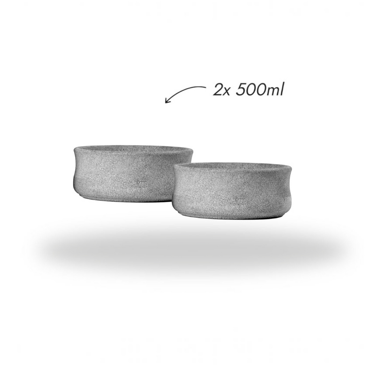 havaneser.shop Speckstein-Napf Duo Set aus zwei schweren, grauen Futternäpfen in Steinoptik für Hunde